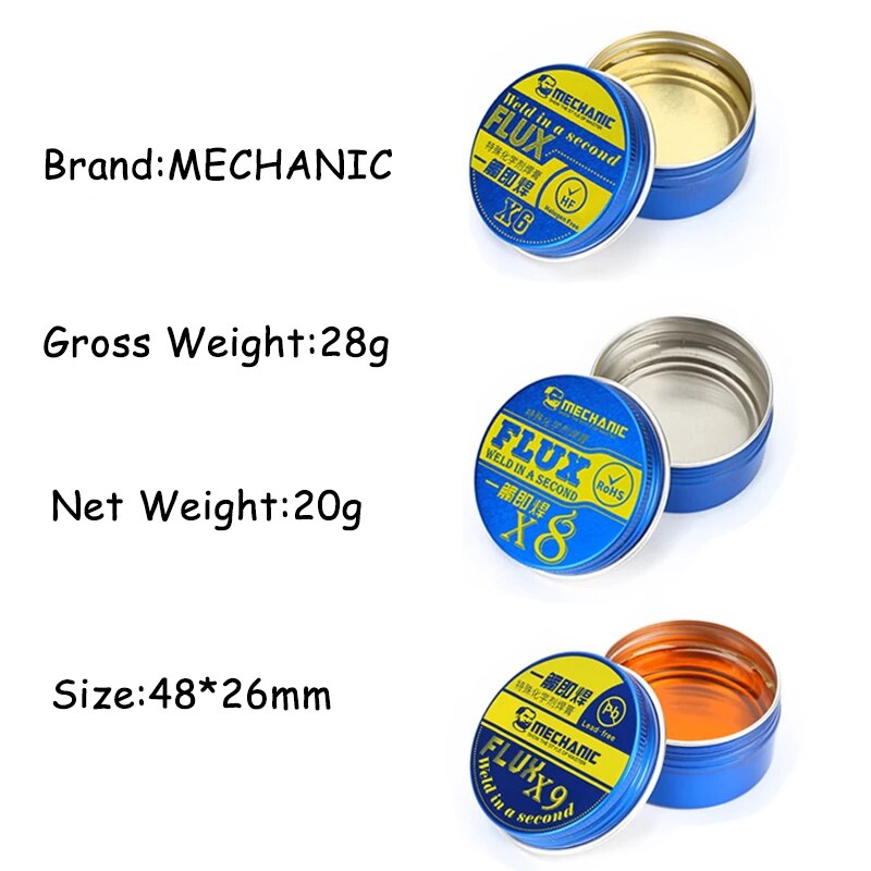 MECHANIC X6/X8/X9 Rosin Flux Solder Paste Imported Mild Halogen-Free Lead-Free No-Clean Welding Flux for PCB BGA Welding