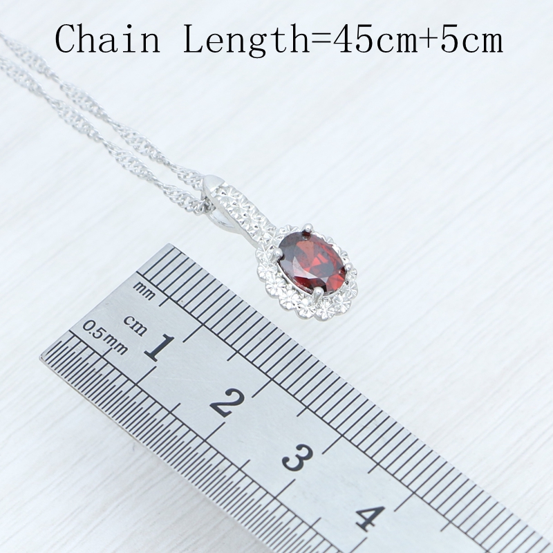 Anillo granate, pendientes, colgante, collar, joyería dulce, conjunto de joyas de plata de ley 925 para mujer, caja de gratis