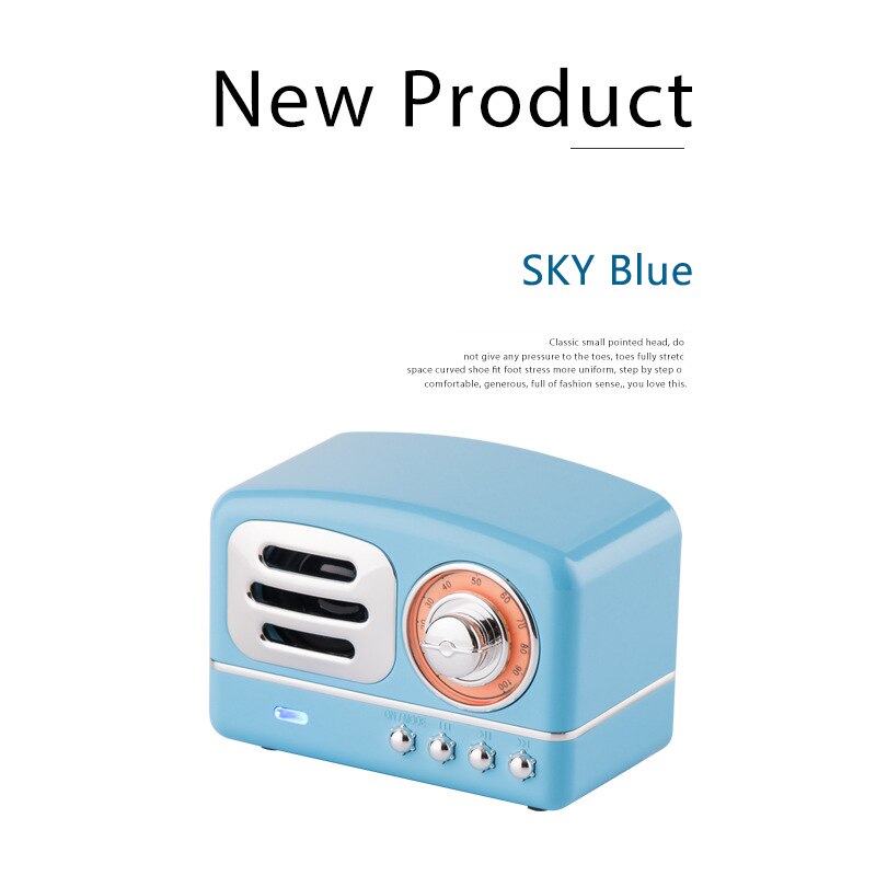 Retro Bluetooth Speaker Radio Portable Mini Wood Grain Subwoofer Plug In Card Mobile Phone Mini Audio: Blue
