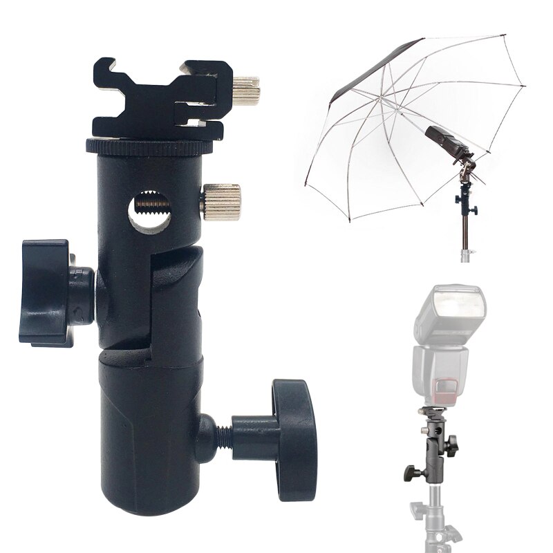 Swivel Flash Shoe Paraplu Houder Adapter Voor Studio Licht Type E Stand Bracket Photo Studio Accessoires
