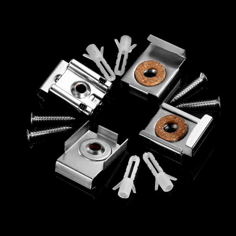 12 Pieces Spring Loaded Mirror Hanger Clips Mirror Mounting Clips With Screws Tools