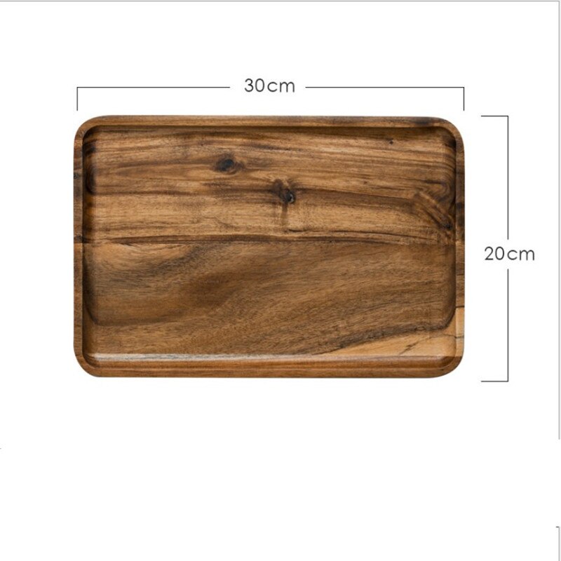 Acacia Wooden Tray Solid Wooden Tray Food Rectangular Plate Japanese Tea Tray Barbecue Snack Cake Nature Health Wood Tray: Large Rectangle