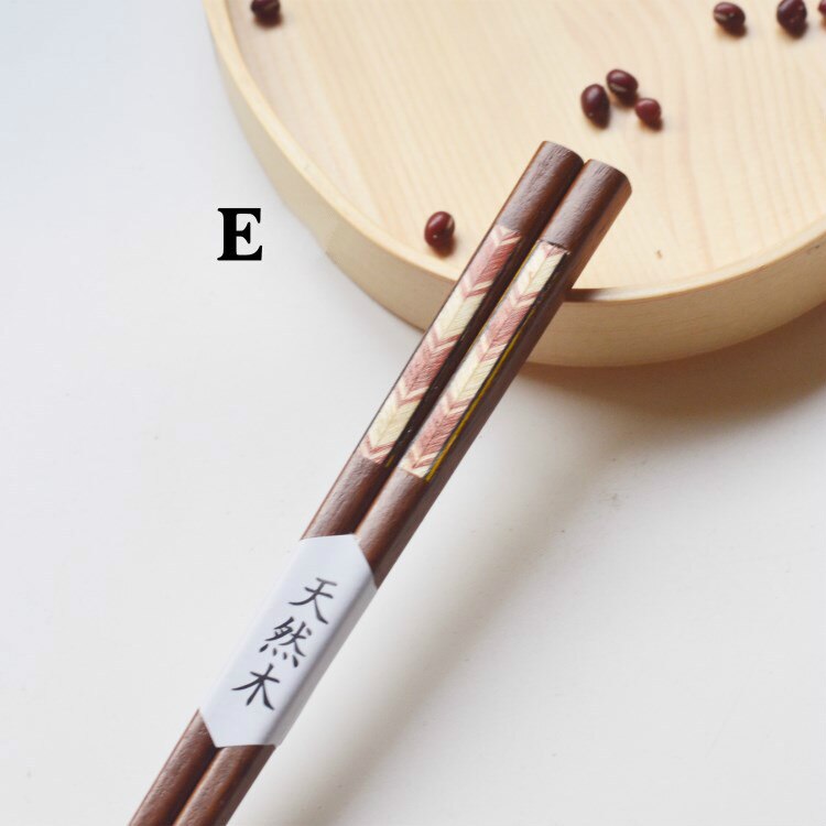 1 Pair Japanese chopsticks Iron Wood Non-Slip Sushi Food Chop Sticks Set Chinese palillos japoneses reusable: E