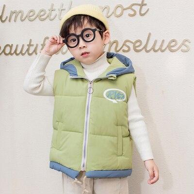 Kinderwinterkleding dikke vesten katoenen gewatteerde jongens mouwloze jassen babymeisjes bovenkleding: Groente / 10