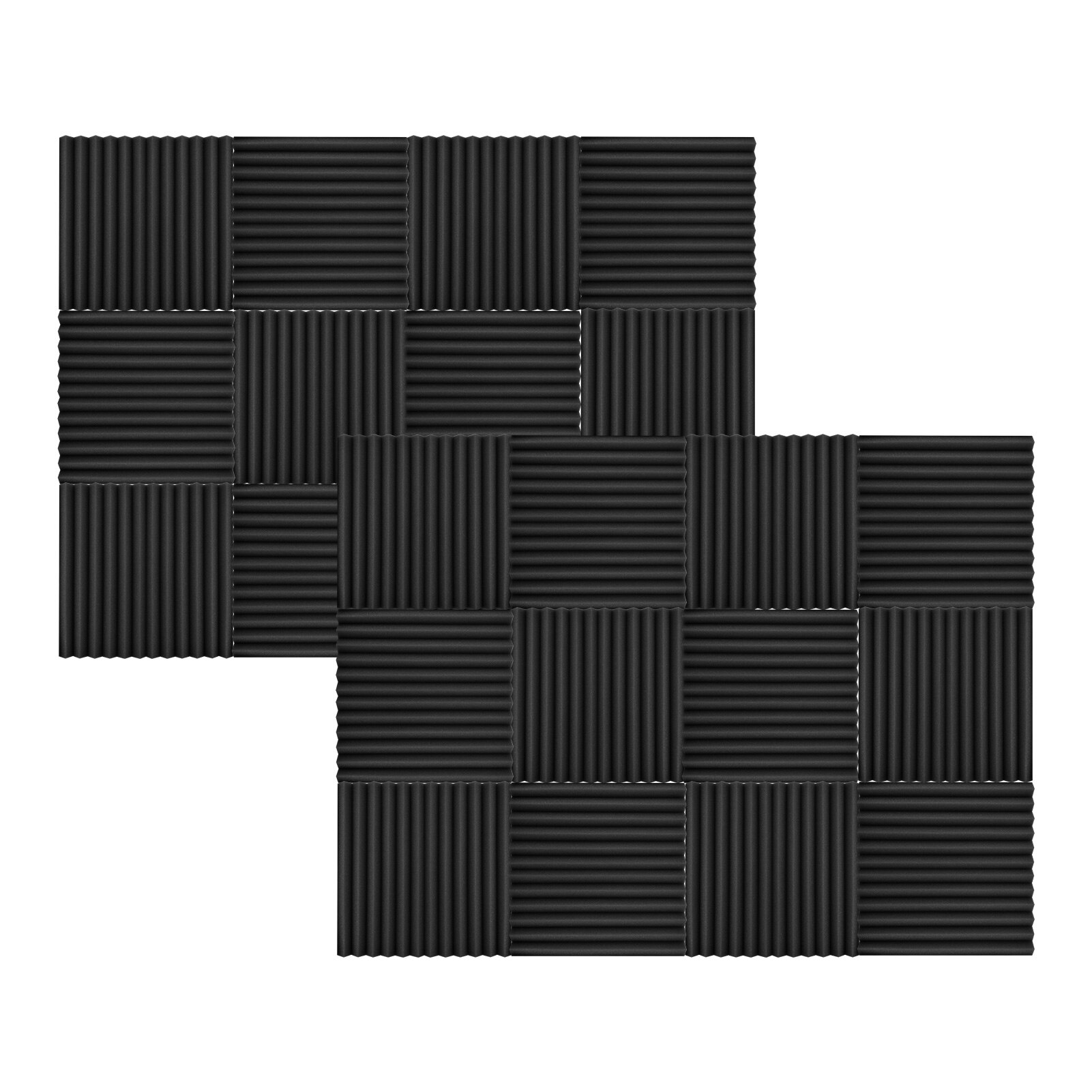 Muslady 12pcs/pack Studio Acoustic Foams Sound Insulation Absorbing Panels Soundproof Sponge 30 * 30 * 2.5cm/ 12 * 12 * 1in