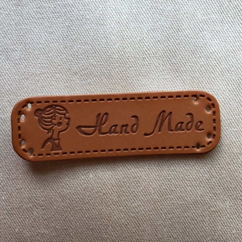 8 Designs DIY Handmade Accessories Zakka Style PU Label Handmade Small Hand-Sewn Decorative Leather: girl x1