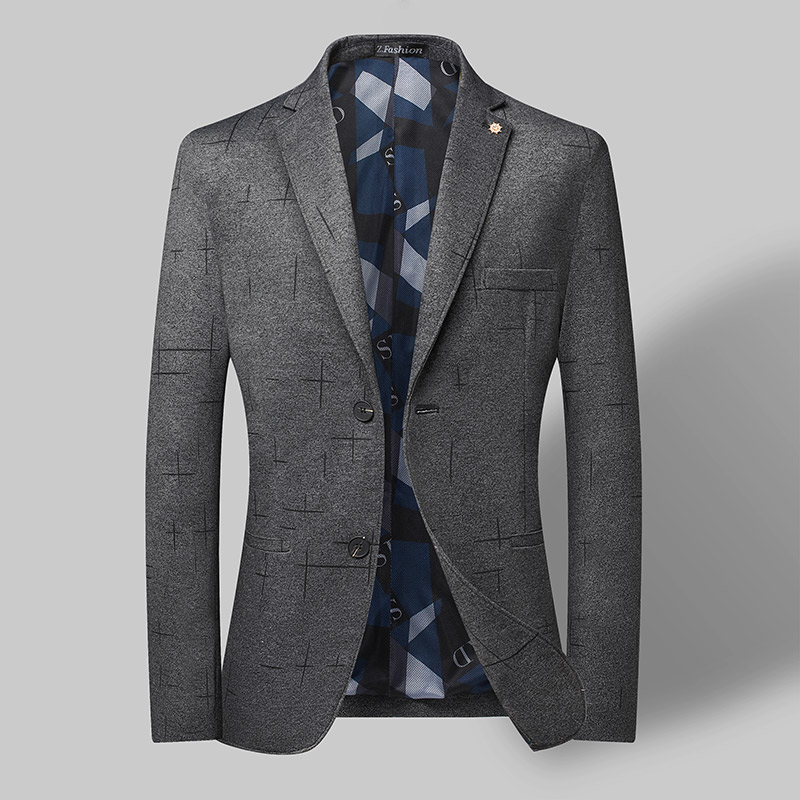 Traje de estilo coreano para hombre, chaqueta ajustada, vestido de , traje con estampado blanco con personalidad, ropa de a la , 2022: Asian XL is Eur M