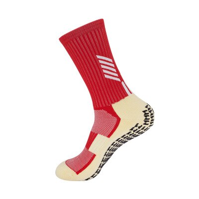 Unisex skridsikker fodbold skridsikre sportsstrømper fodbold atletisk sport afslappet skridsikker voksne medium korte sokker: Rød