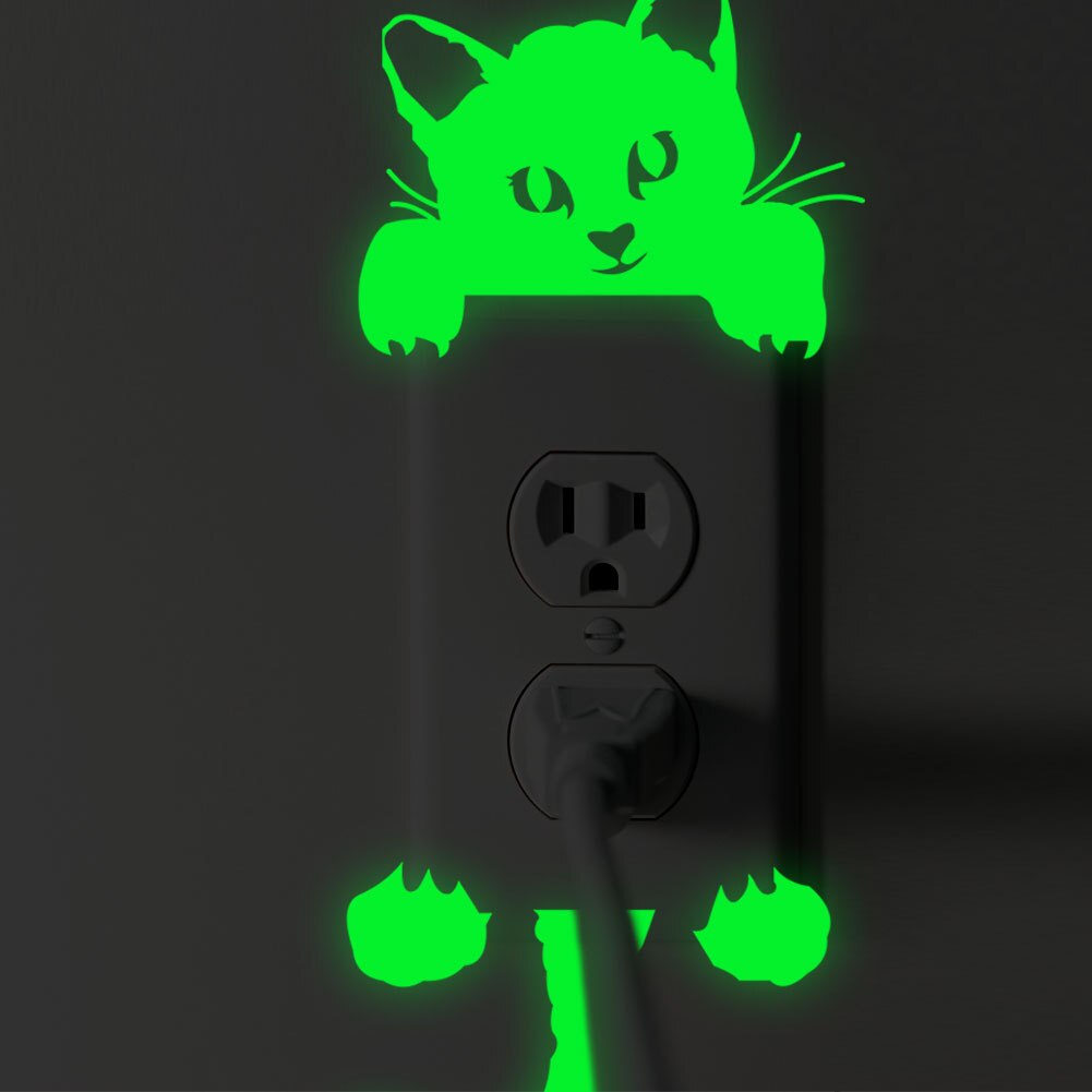 Creativo gatto cane interruttore adesivi luminosi incandescenza in il buio adesivi murali camerette decorazioni per la casa vinile fluorescente arte murale animale