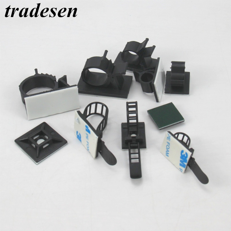 1 st svart med självhäftande klämma på baksidan nylon multifunktionell trådklämma självhäftande kabelklämma badrum köksfinisher trådklämma