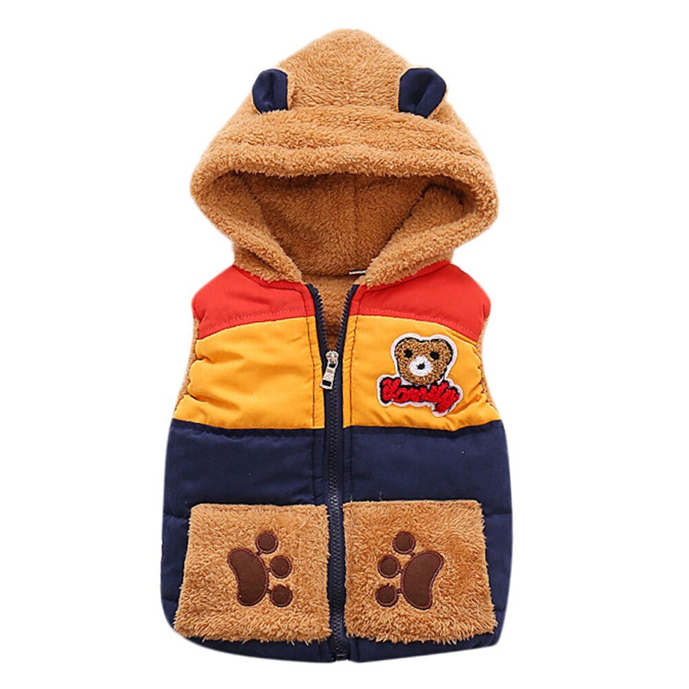 Herfst Winter Overalls Voor Meisjes Jongens Baby Kids Bovenkleding Beer Cartoon Hooded Warme Jas Kleding ropa invierno: Navy  / 24M