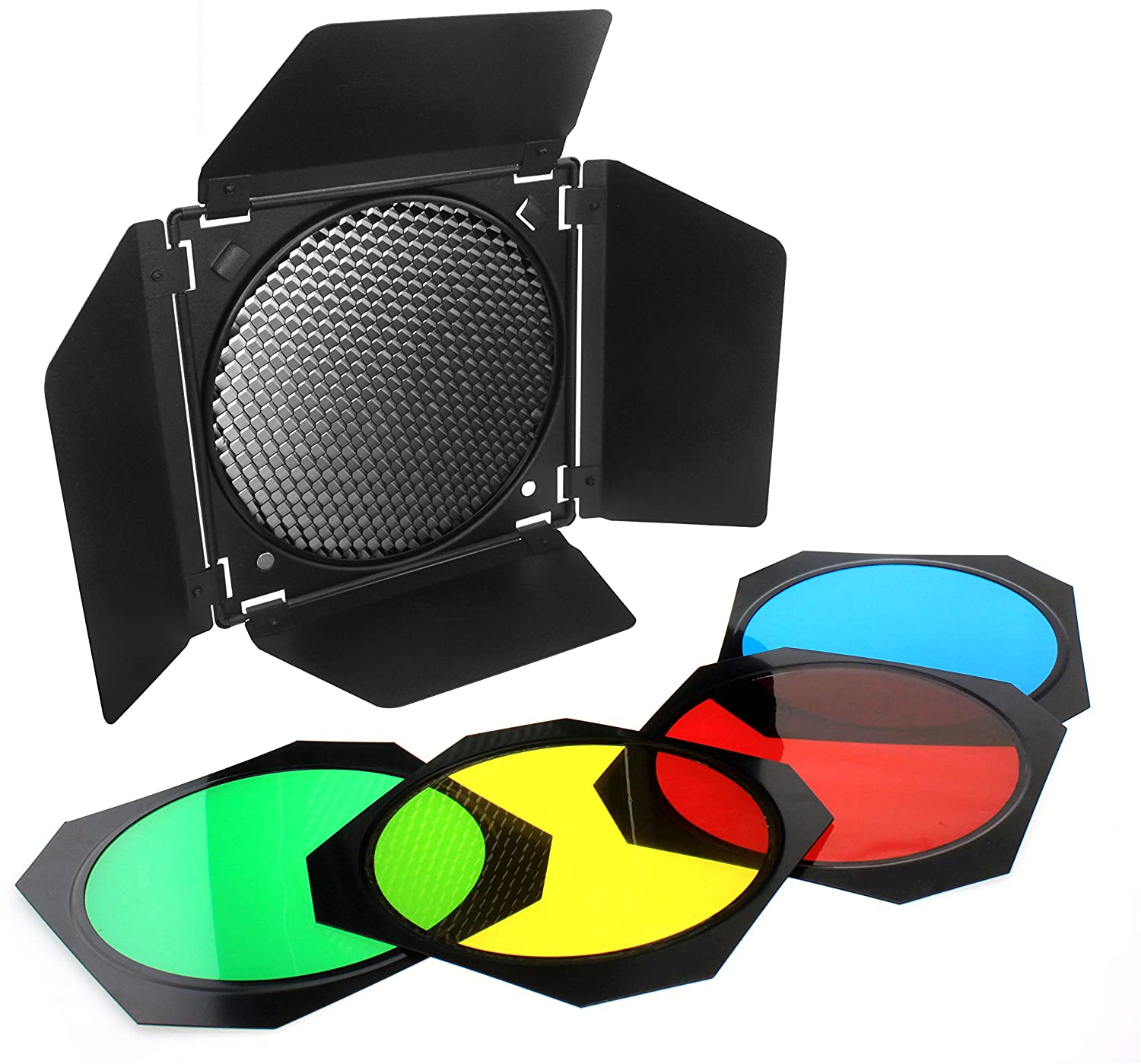Godox – porte de grange BD-04 avec grille en nid d&#39;abeille et filtres de Gel de 4 couleurs (rouge, jaune, bleu, vert) pour réflecteur Standard de 7 pouces