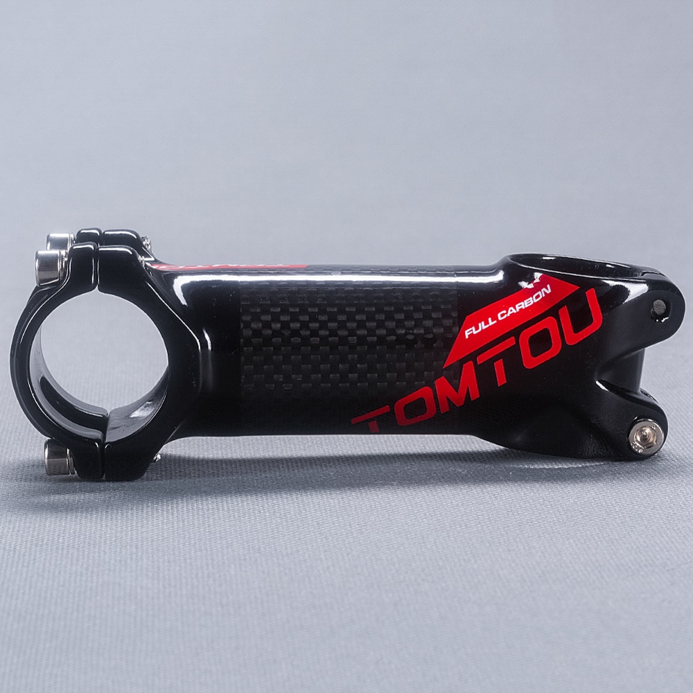 TOMTOU Bicycle Mountain Stem Carbon Fiber + Aluminum Bike MTB or Road Stem 60/70/80/90/100/110/120mm 3K Glossy Red - T71T40