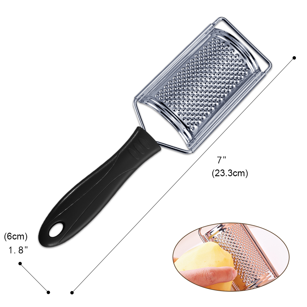 Stainless Steel Cheese Grater Multi-Purpose Kitchen Food Graters For Cheese Chocolate Butter Fruit Vegetable Non-slip Handle: Black