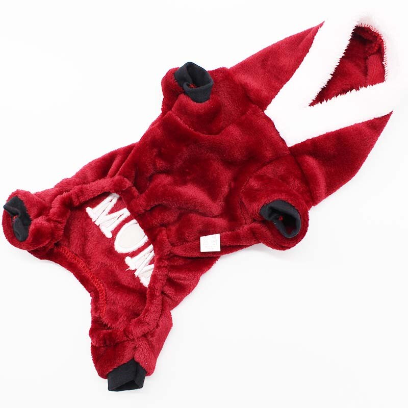 Hond Kleren Flanel Hooded Jumpsuits & Rompertjes I LOVE MOM Woorden Kostuums Warme Zachte Herfst Winter Huisdieren Honden Benodigdheden 10E