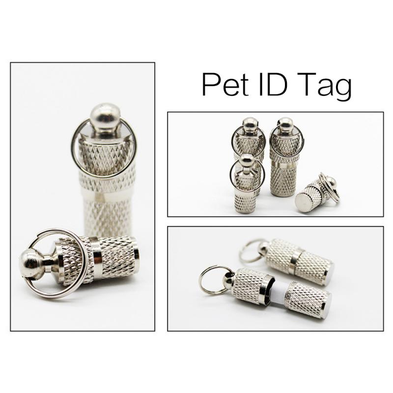 Pendentif adresse pour animaux de compagnie chien chat Tube de rangement Anti perte argent adresse étiquette chat étiquette d'identification pour animaux de compagnie collier en métal Tube collier