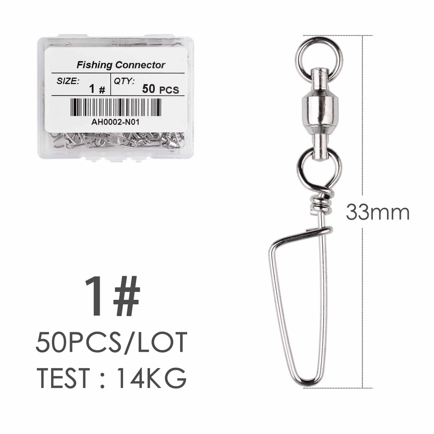 50pcs Fishing Ball Bearing Swivel with Coastlock Snap 0-6# Stainless Barrel Swivels Hook Lure Fishing Connector Tackle Box: Brown