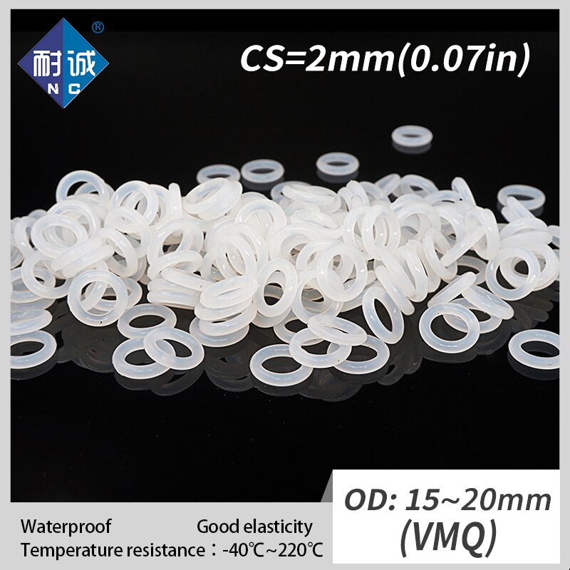 5 teile/los Silikon gummi o-ring VMQ CS 2mm OD15/16/17/18/19 /20mm O Ring Dichtung Silikon O-ring wasserdicht