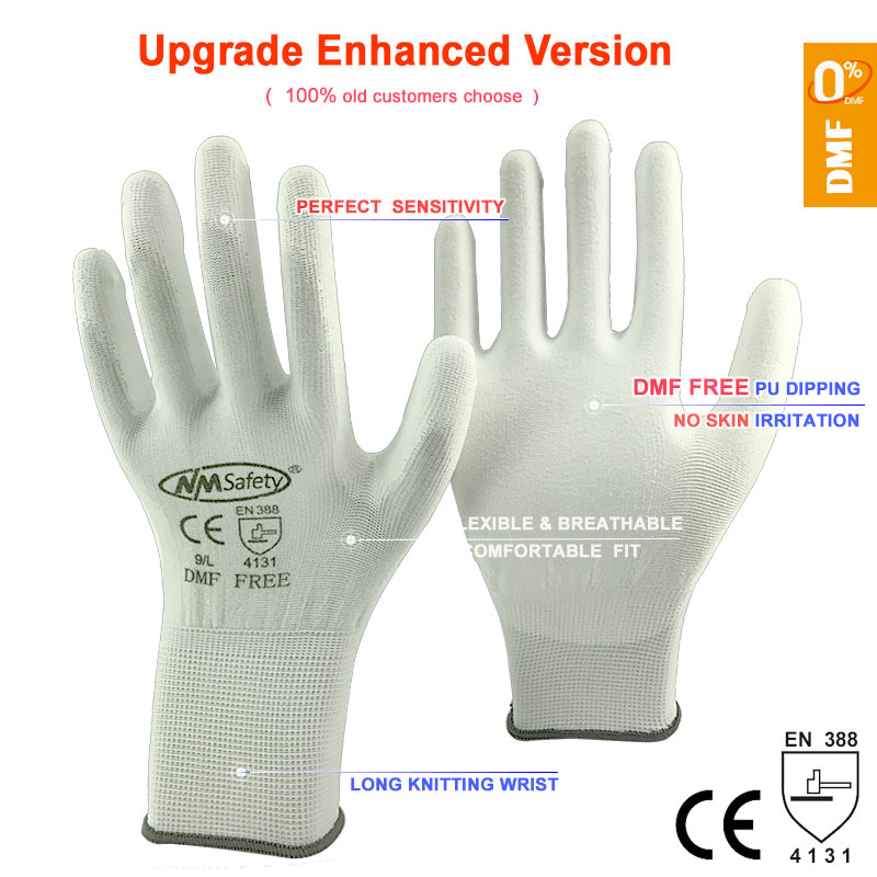 24 stück/12 Paare Sicherheit Mechaniker Arbeit Handschuhe Beschichtet PU Nitril Gummi Palme Gestrickte Nylon Gartenarbeit Handschuhe Mann Schießen: PU1350DMF- W / XXL