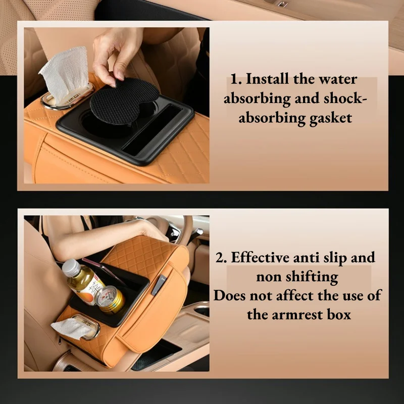 Auto Armsteun Middenconsole Kussen Dikker Armsteun Box Pad Zijverlenging Kussen met Bekerhouder Tissue Box Organizer Bag