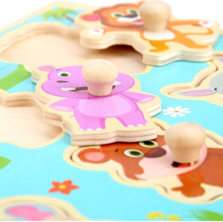 New Baby Montessori Toys Wooden Puzzle Cartoon Vehicle Digital Animal Puzzles Jigsaw Board Learning Educational Toy for Children