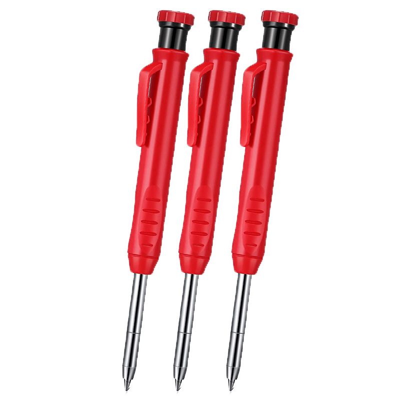 Solid Carpenter Pencil Set Woodworking Tools Mechanical Pencil Set Construction Carpenter Marker Multi-box Refill Leads Scriber: Red