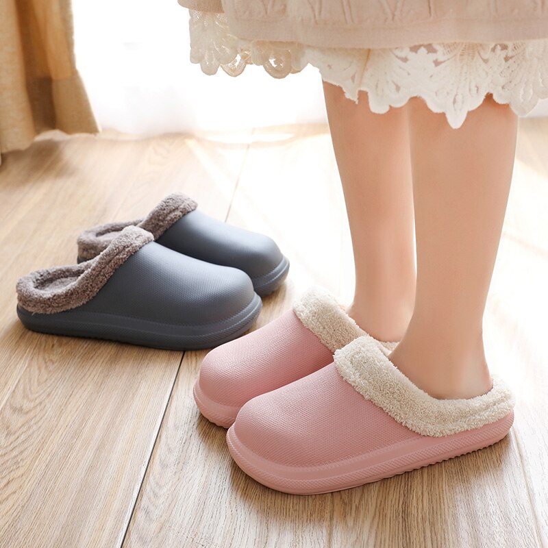 Paar binnen warme pantoffels winter tuin klompen schoenen vrouwen pluche pantoffels sandalen dames schoenen unisex bont muiltjes