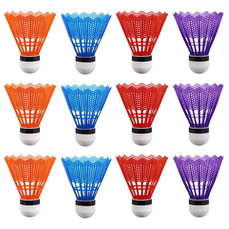 12Pcs Nylon Feather Shuttlecocks Training Plastic Badminton with Great Stability and Durability for Indoor Outdoor Sports