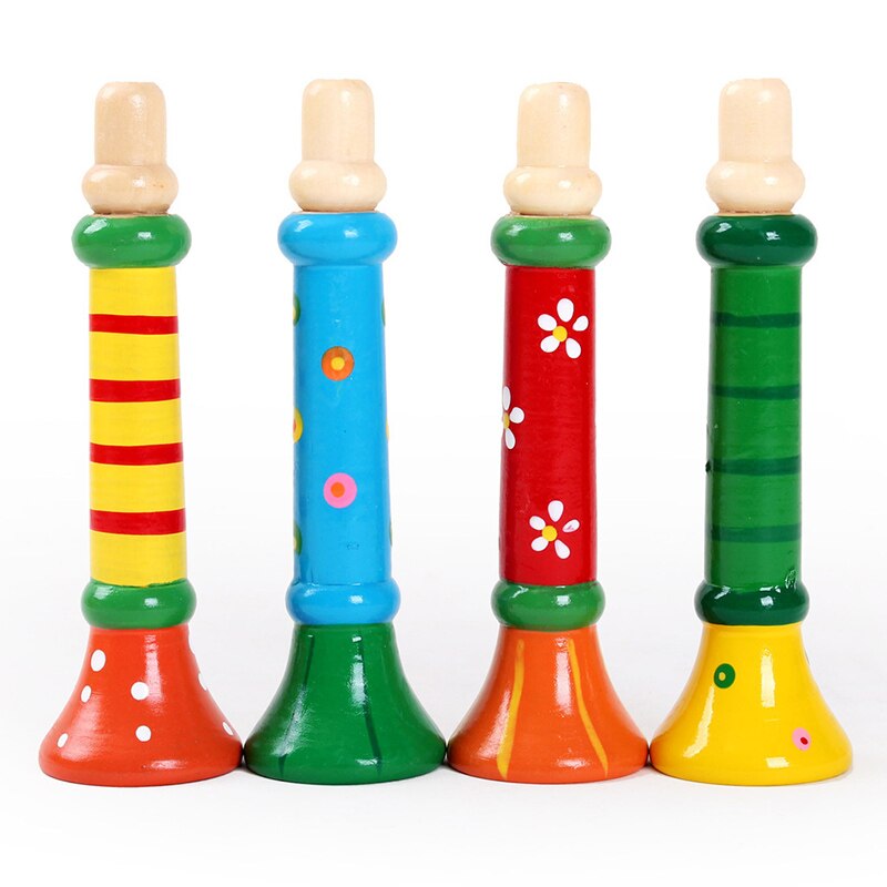 1 stk farverige træ trompet buglet hooter bugle uddannelse legetøj til børn musikinstrumenter legetøj støj maker børn legetøj