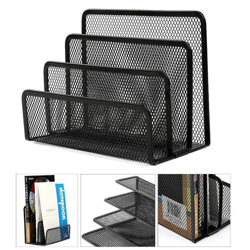 Office Desk File Book Rack Organizer Three-layer Metal Iron Mesh Holder for Magazine Document Papers Trays Notebook Stand Rack