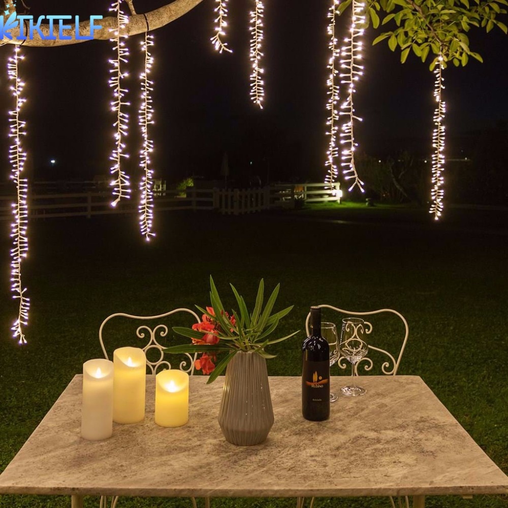 Guirnalda de luces LED conectables para exteriores, guirnalda de luces de hadas para bodas, jardín, árbol, , decoración de calle, color blanco cálido