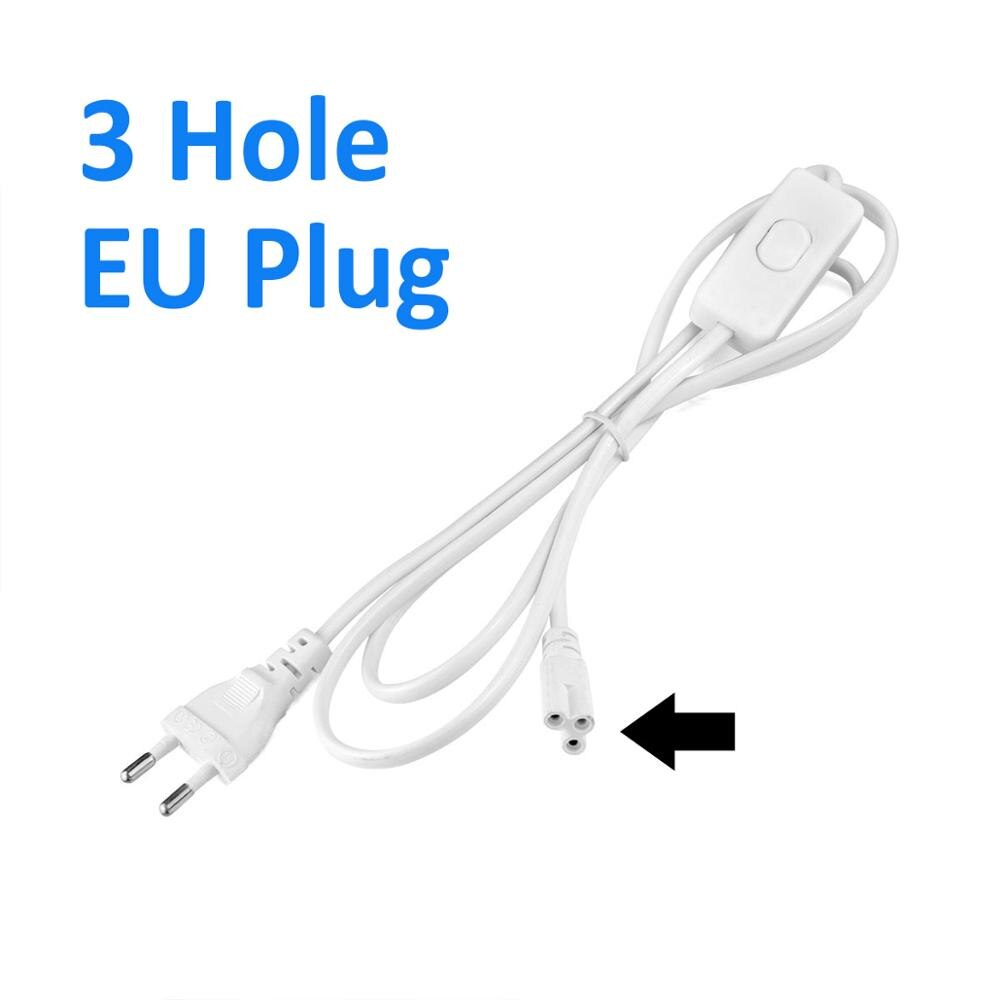 1.2m Lighting Accessory 220V EU Plug Switch Cable For T5 LED Tube T8 Power Charging Wire Connection Wire ON/OFF Connector: 3 Hole EU Plug