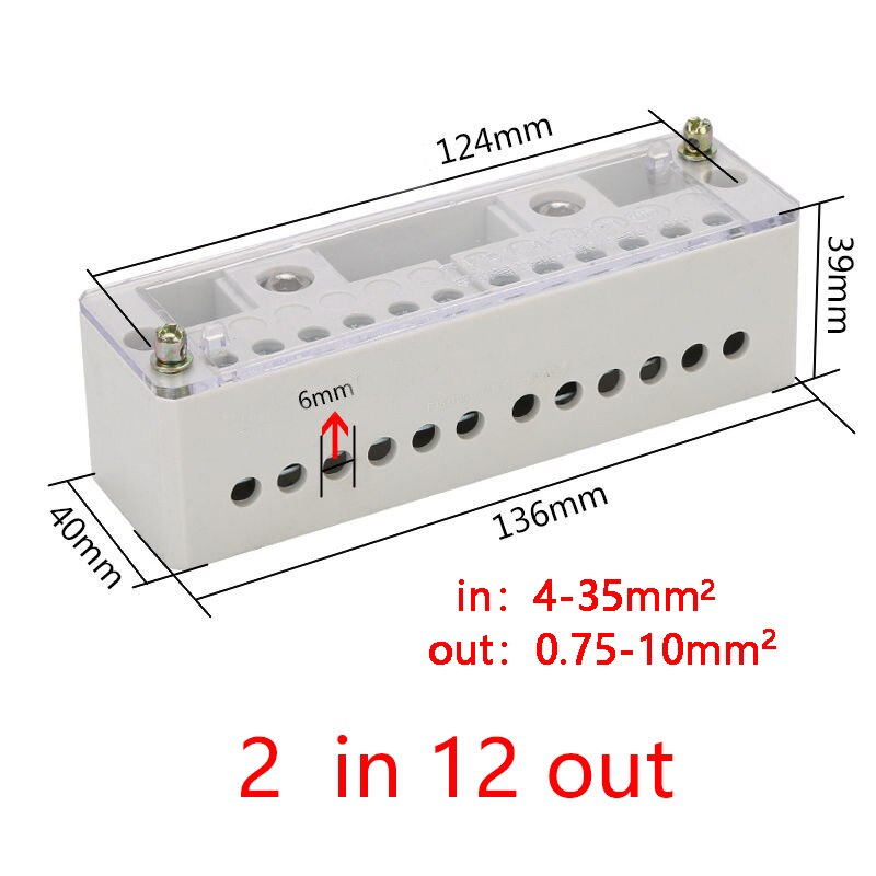 Enkele Fase 2-In 4 / 8 / 12/16 Uitgaande Terminal Box Huishouden Distributie Doos Junction Box Klemmen Blok 220 V