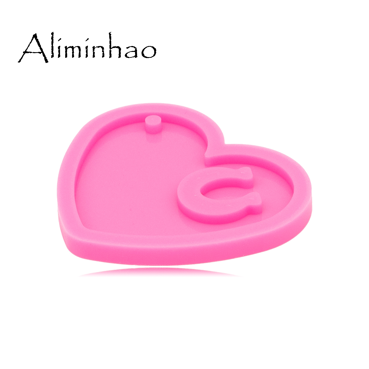 DY0563-Molde brillante de corazón y herradura para llavero, resina UV, molde de silicona líquida, artesanía para DIY, fabricación de collares y joyas