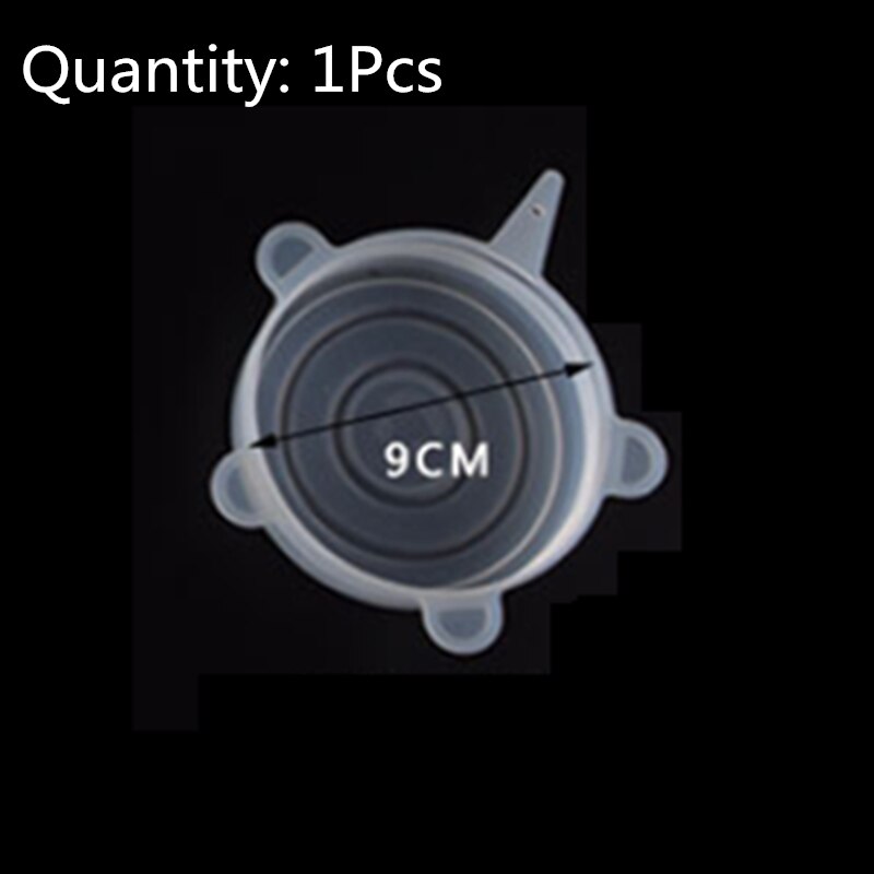 6PCS Food Saran Wrap Stretch Vacuum Silicon Cover Kitchen Storage Reusable Organization Keep Fresh Seal Lid Bowl Container Fruit: 9cm white