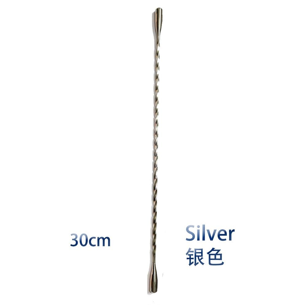 30cm Double Teardrop Stirrer Swizzle Stick 304 Stainless Steel Twisted Mixing Stirrer Bar Tool: 30cm Silver