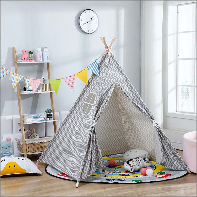 1.35/1.65M Draagbare Kinderen Tenten Speelhuis Kinderen Katoen Canvas Indian Spelen Tent Wigwam Kind Little Teepee kamer Decoratie: 2 / 1.35m