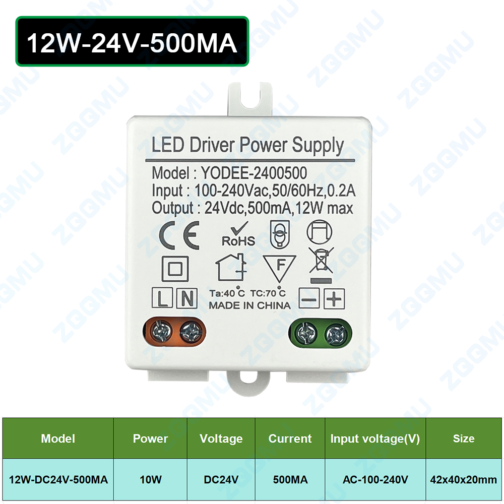 DC12V 24V 3W 6W 10W 12W LED Power Supply Driver Lighting Transformers for LED Strip Lights Power Supply Adapter: Lotus root color / 380V