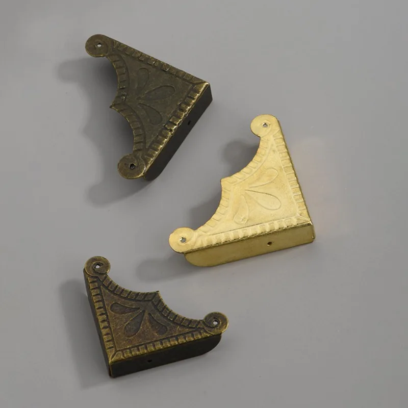 Boîte à bijoux en laiton antique, protecteur d'angle en bois, protection pour la maison, coins décoratifs, couvercle de protection d'angle, , 4 pièces