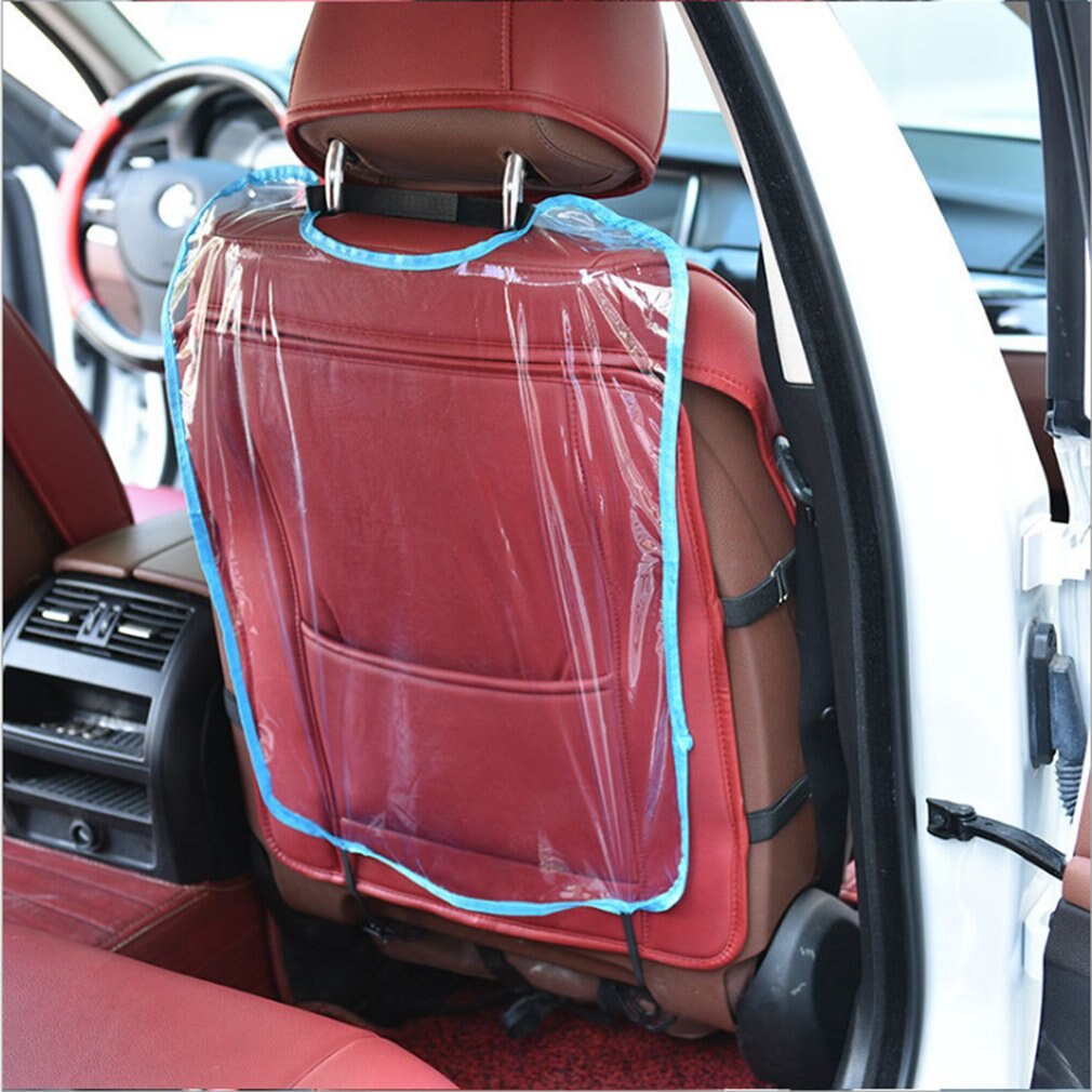 Bilpleje sæde beskyttelse ryglæn dæksel børn beskyttelsesafskærmning gennemsigtig rengøring anti-kick pad auto dele tilbehør: Blå tåge