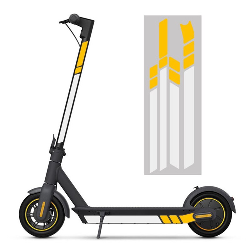 Wasserdicht Pvc Reflektierende Aufkleber für Ninebot MAX G30 Kickscooter Faltbare Aufkleber (Gelb Gelb Weiß)