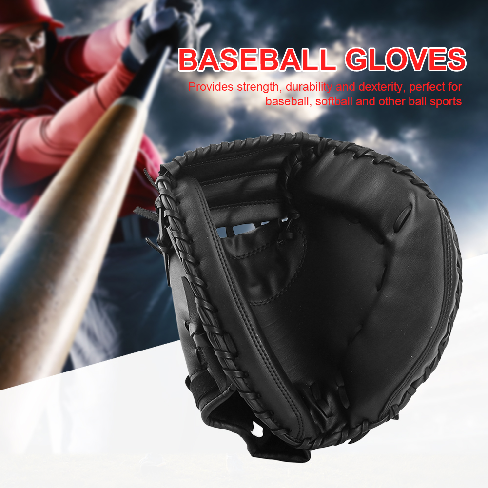 Honkbalhandschoen PU-leer Honkbal Softbal Catcher Dikker softbalhandschoen Slijtvaste Catcher Mitt voor jeugdvolwassenen Oefenen