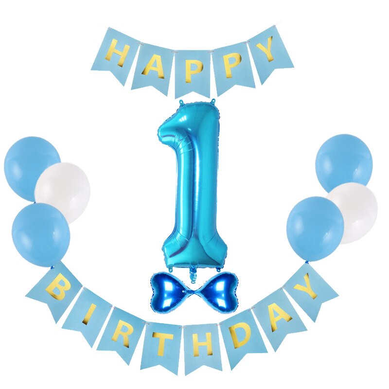Aluminiumsfolie digitale balloner tillykke med fødselsdagen fishtail pull flag børns fødselsdagsfest 10 tommer rund latexballon: Blå