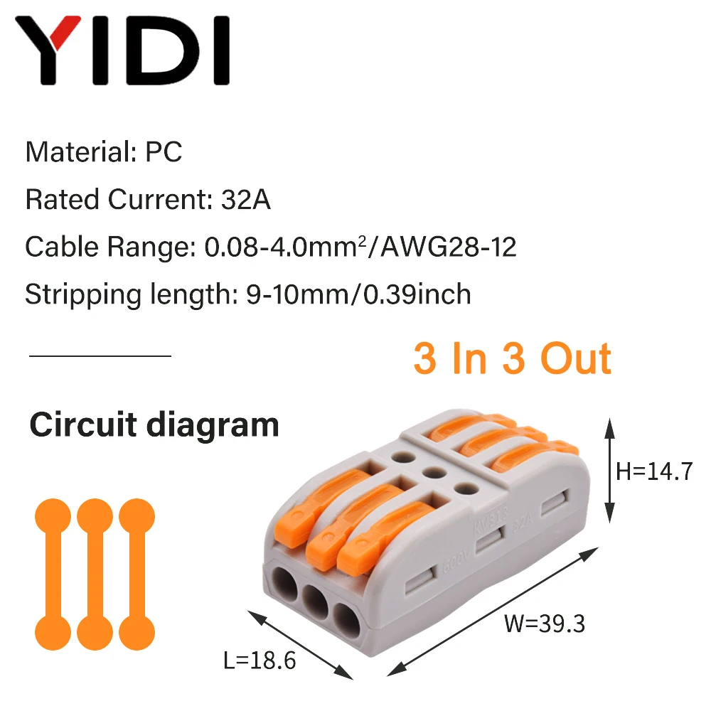 5/10pcs Fast Cable Wire Connector Compact Push In Quick Spring Splicing Multiplex Terminal Block Electrical Connection Conductor: WHITE / Under 5Pcs