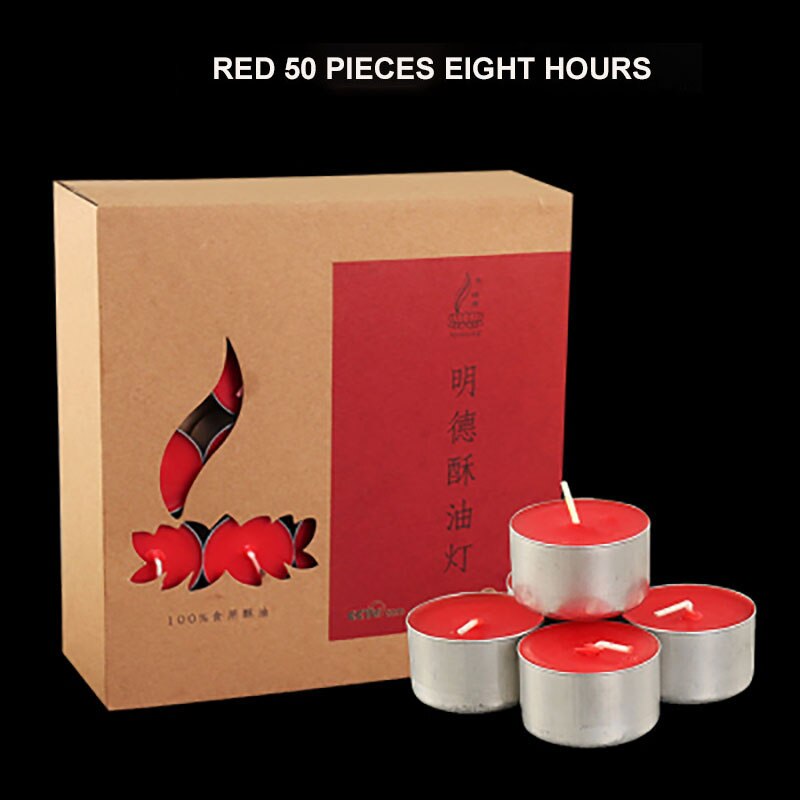 Ghee Boter Kaars Natuurlijke Kleurrijke Rode Wax Aromatherapie Drijvende Kaarsen Geurkaars Lont Photophore Gele Kaarsen 10: Red 50PC 8H