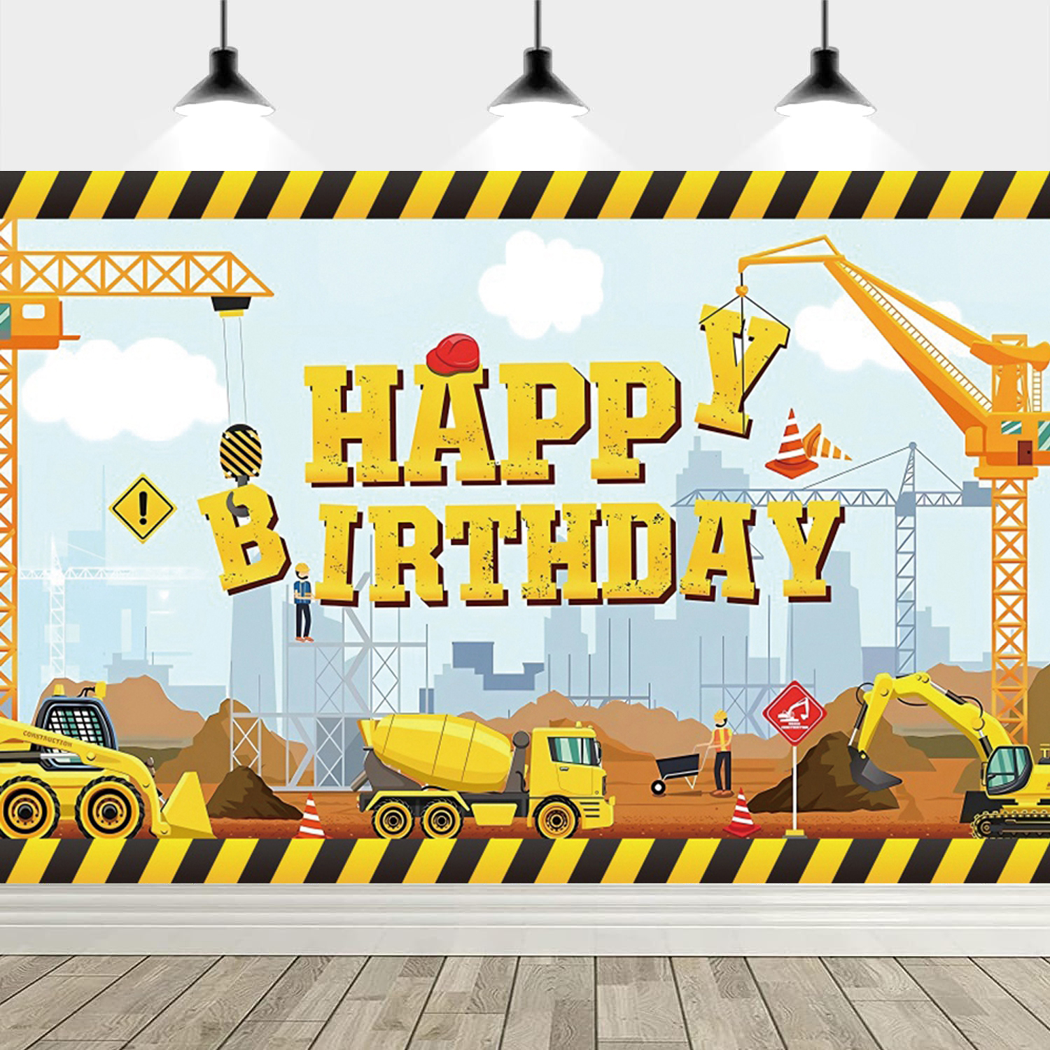 Excavator Truck Photo Backdrops Boy Birthday Construction Background Party Decor Photography Prop Photocall Photo Studio