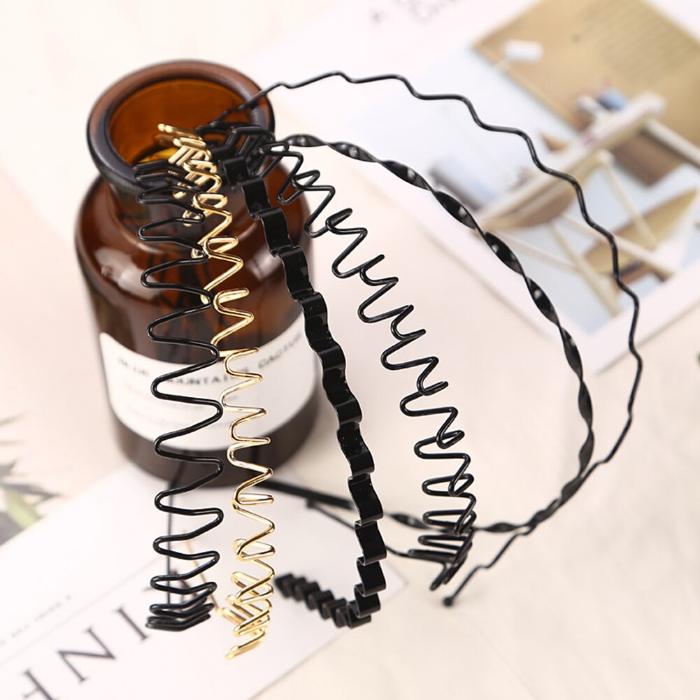 Chic Unisex Black Wavy Hairband Men Women Washing Headband Scrunchy Styling Tools Accessories Headwear Hair Head Hoop Bands