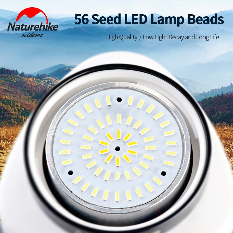 Naturehike Flasher Mobile Power Bank Flashlight USB Port Camping Tent Light Outdoor Portable Hanging Lamp 56 LEDS Lantern 500LM