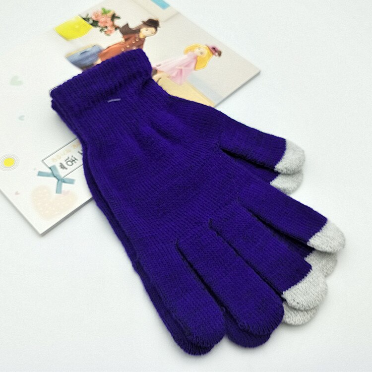 Luvas femininas com touch screen, luvas grossas de alta qualidade, elásticas e estilosas, luvas de dedo elegantes e chique: dark purple