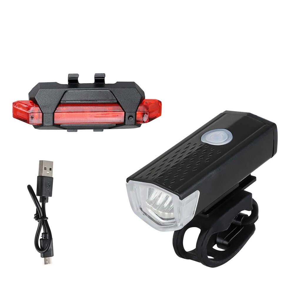 Fiets Licht Usb Led Oplaadbare Set Mountain Cycle Front Back Light Lamp Zaklamp